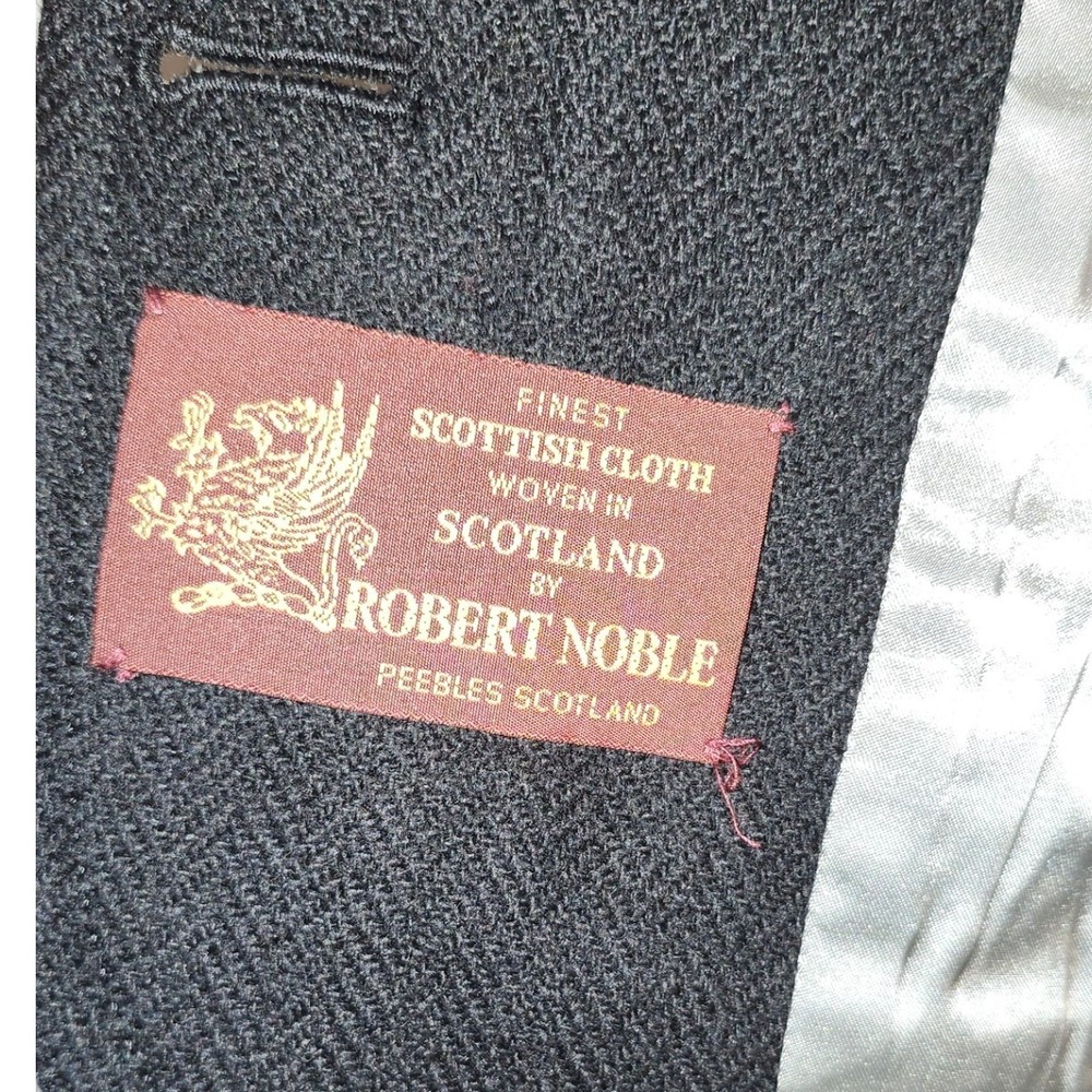 VTG J.Crew Robert Noble Scottish‎ Wool Herringbone Blazer Black Pink Pheasant - Picture 2 of 8